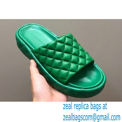 Bottega Veneta Padded Quilted leather flat Sandals Green 2023 - Click Image to Close