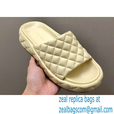 Bottega Veneta Padded Quilted leather flat Sandals Yellow 2023 - Click Image to Close