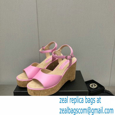 Chanel Heel 8cm Platform Sandal Leather Pink 2023