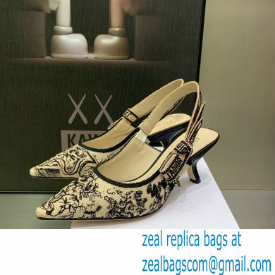 Dior Heel 6.5cm J'Adior Slingback Pumps in Hazelnut Toile de Jouy Embroidered Cotton 2023