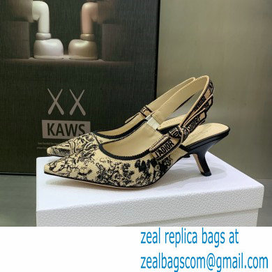 Dior Heel 6.5cm J'Adior Slingback Pumps in Hazelnut Toile de Jouy Embroidered Cotton 2023