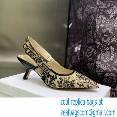 Dior Heel 6.5cm J'Adior Slingback Pumps in Hazelnut Toile de Jouy Embroidered Cotton 2023