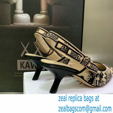 Dior Heel 6.5cm J'Adior Slingback Pumps in Hazelnut Toile de Jouy Embroidered Cotton 2023