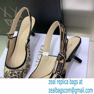 Dior Heel 6.5cm J'Adior Slingback Pumps in Hazelnut Toile de Jouy Embroidered Cotton 2023