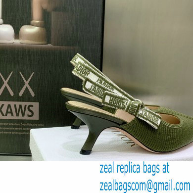 Dior Heel 6.5cm Khaki Embroidered Cotton J'Adior Slingback Pump 2023 - Click Image to Close