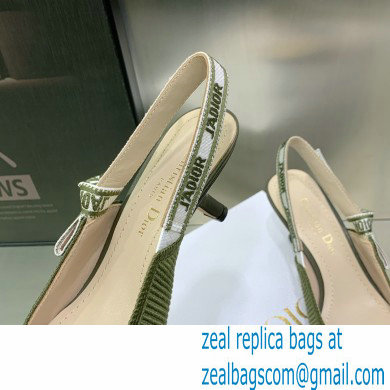 Dior Heel 6.5cm Khaki Embroidered Cotton J'Adior Slingback Pump 2023