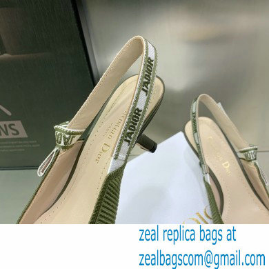 Dior Heel 6.5cm Khaki Embroidered Cotton J'Adior Slingback Pump 2023 - Click Image to Close