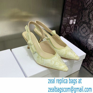 Dior Heel 6.5cm White and Gold-Tone Cotton Embroidered J'Adior Slingback Pump 2023