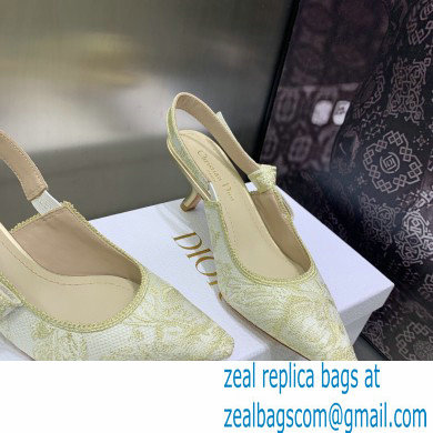 Dior Heel 6.5cm White and Gold-Tone Cotton Embroidered J'Adior Slingback Pump 2023 - Click Image to Close