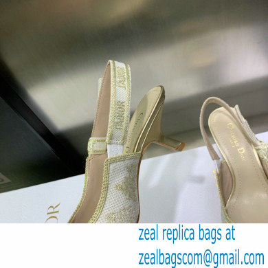 Dior Heel 6.5cm White and Gold-Tone Cotton Embroidered J'Adior Slingback Pump 2023 - Click Image to Close