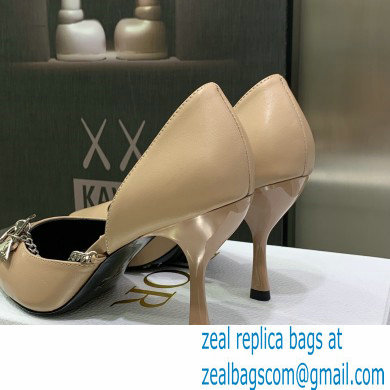 Dior Heel 8.5cm Chain and Star Pointed Toe Pumps Beige 2023