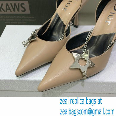 Dior Heel 8.5cm Chain and Star Pointed Toe Pumps Beige 2023 - Click Image to Close