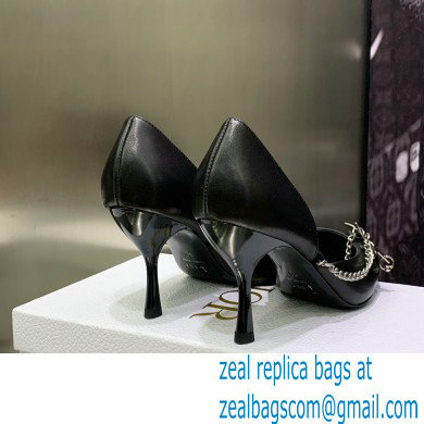 Dior Heel 8.5cm Chain and Star Pointed Toe Pumps Black 2023 - Click Image to Close
