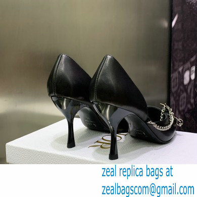 Dior Heel 8.5cm Chain and Star Pointed Toe Pumps Black 2023