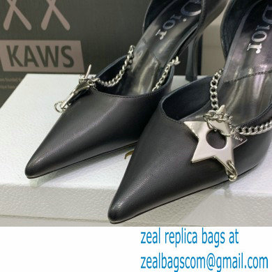 Dior Heel 8.5cm Chain and Star Pointed Toe Pumps Black 2023