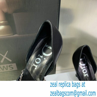 Dior Heel 8.5cm Chain and Star Pointed Toe Pumps Black 2023