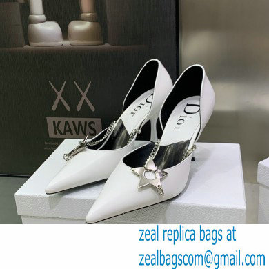 Dior Heel 8.5cm Chain and Star Pointed Toe Pumps White 2023