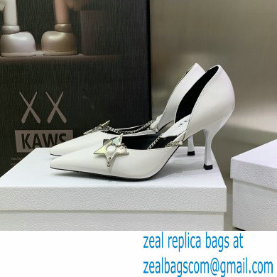 Dior Heel 8.5cm Chain and Star Pointed Toe Pumps White 2023 - Click Image to Close
