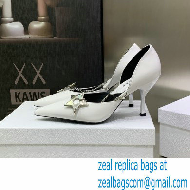 Dior Heel 8.5cm Chain and Star Pointed Toe Pumps White 2023