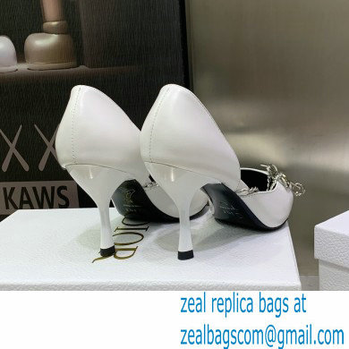 Dior Heel 8.5cm Chain and Star Pointed Toe Pumps White 2023