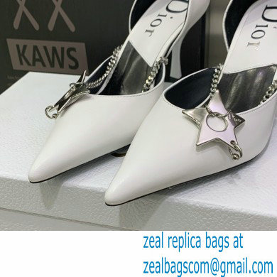 Dior Heel 8.5cm Chain and Star Pointed Toe Pumps White 2023 - Click Image to Close