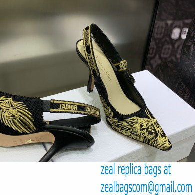 Dior Heel 9.5cm Black and Gold-Tone Velvet Embroidered J'Adior Slingback Pump 2023