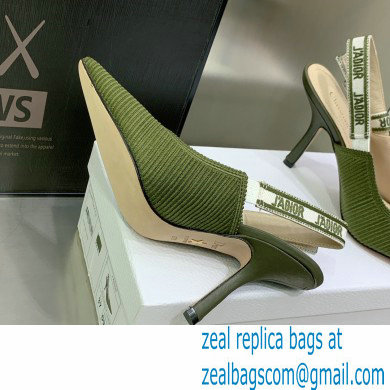 Dior Heel 9.5cm J'Adior Slingback Pumps in Green Embroidered Cotton 2023