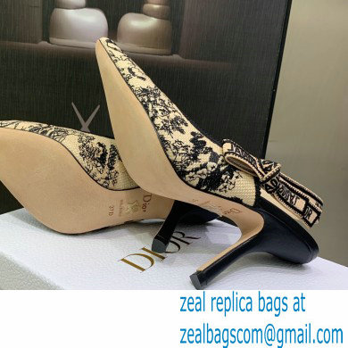 Dior Heel 9.5cm J'Adior Slingback Pumps in Hazelnut Toile de Jouy Embroidered Cotton 2023