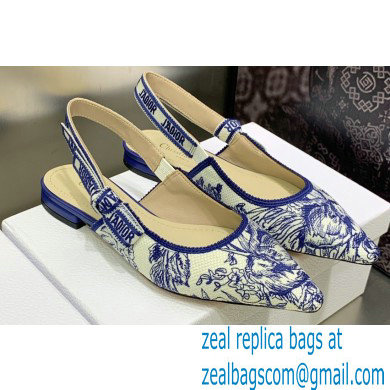 Dior J'Adior Slingback Ballerina Flats in Blue Cotton Embroidered with Dior Jardin d'Hiver Motif 2023