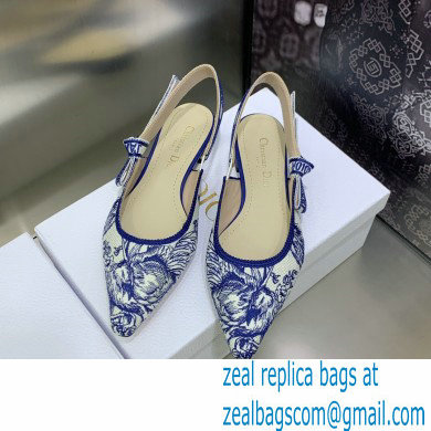 Dior J'Adior Slingback Ballerina Flats in Blue Cotton Embroidered with Dior Jardin d'Hiver Motif 2023 - Click Image to Close