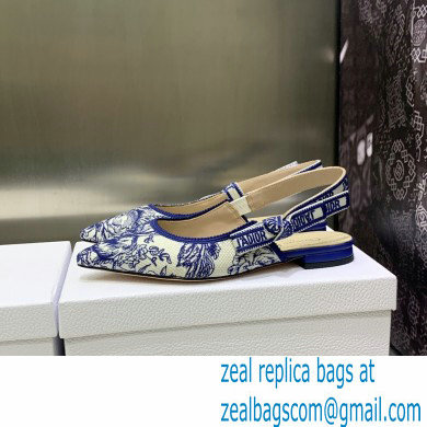 Dior J'Adior Slingback Ballerina Flats in Blue Cotton Embroidered with Dior Jardin d'Hiver Motif 2023
