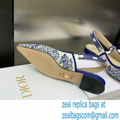 Dior J'Adior Slingback Ballerina Flats in Blue Cotton Embroidered with Dior Jardin d'Hiver Motif 2023 - Click Image to Close