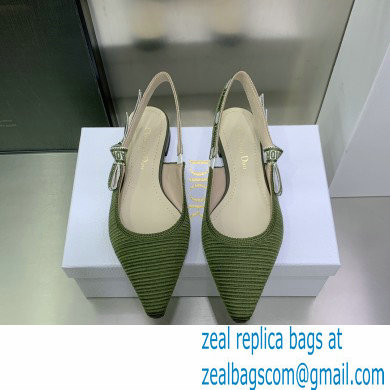 Dior J'Adior Slingback Ballerina Flats in Green Embroidered Cotton 2023