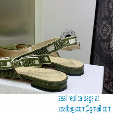 Dior J'Adior Slingback Ballerina Flats in Green Embroidered Cotton 2023
