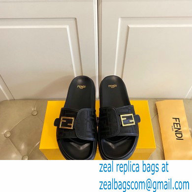 Fendi Feel slides with FF Baguette buckle Black 2023