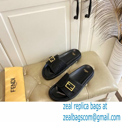 Fendi Feel slides with FF Baguette buckle Black 2023