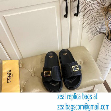 Fendi Feel slides with FF Baguette buckle Black 2023