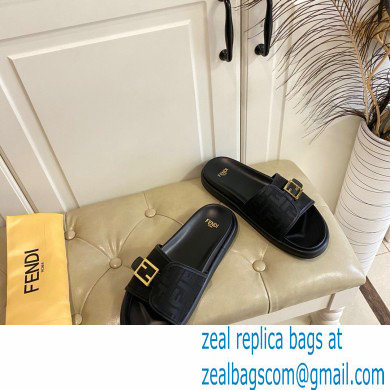 Fendi Feel slides with FF Baguette buckle Black 2023