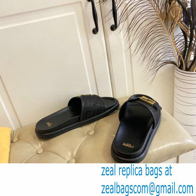 Fendi Feel slides with FF Baguette buckle Black 2023