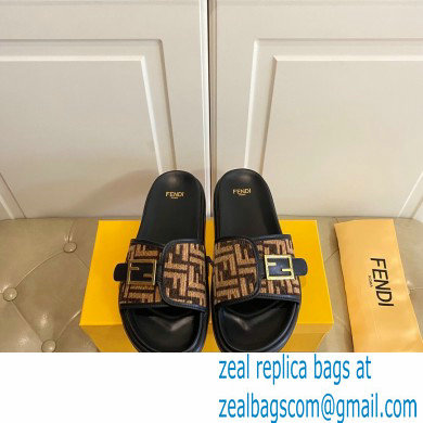 Fendi Feel slides with FF Baguette buckle Black/Brown 2023