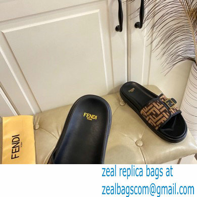 Fendi Feel slides with FF Baguette buckle Black/Brown 2023