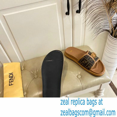 Fendi Feel slides with FF Baguette buckle Brown 2023