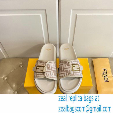 Fendi Feel slides with FF Baguette buckle White 2023