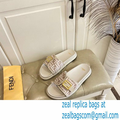 Fendi Feel slides with FF Baguette buckle White 2023