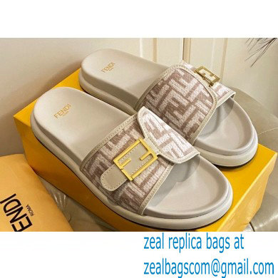 Fendi Feel slides with FF Baguette buckle White 2023