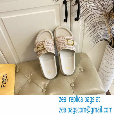 Fendi Feel slides with FF Baguette buckle White 2023