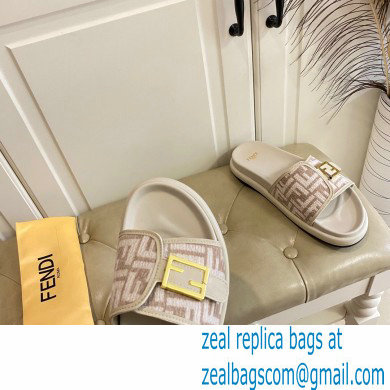 Fendi Feel slides with FF Baguette buckle White 2023 - Click Image to Close