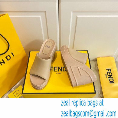 Fendi Leather platform 8.5cm Slides Apricot 2023