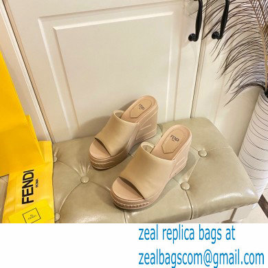 Fendi Leather platform 8.5cm Slides Apricot 2023