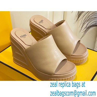 Fendi Leather platform 8.5cm Slides Apricot 2023